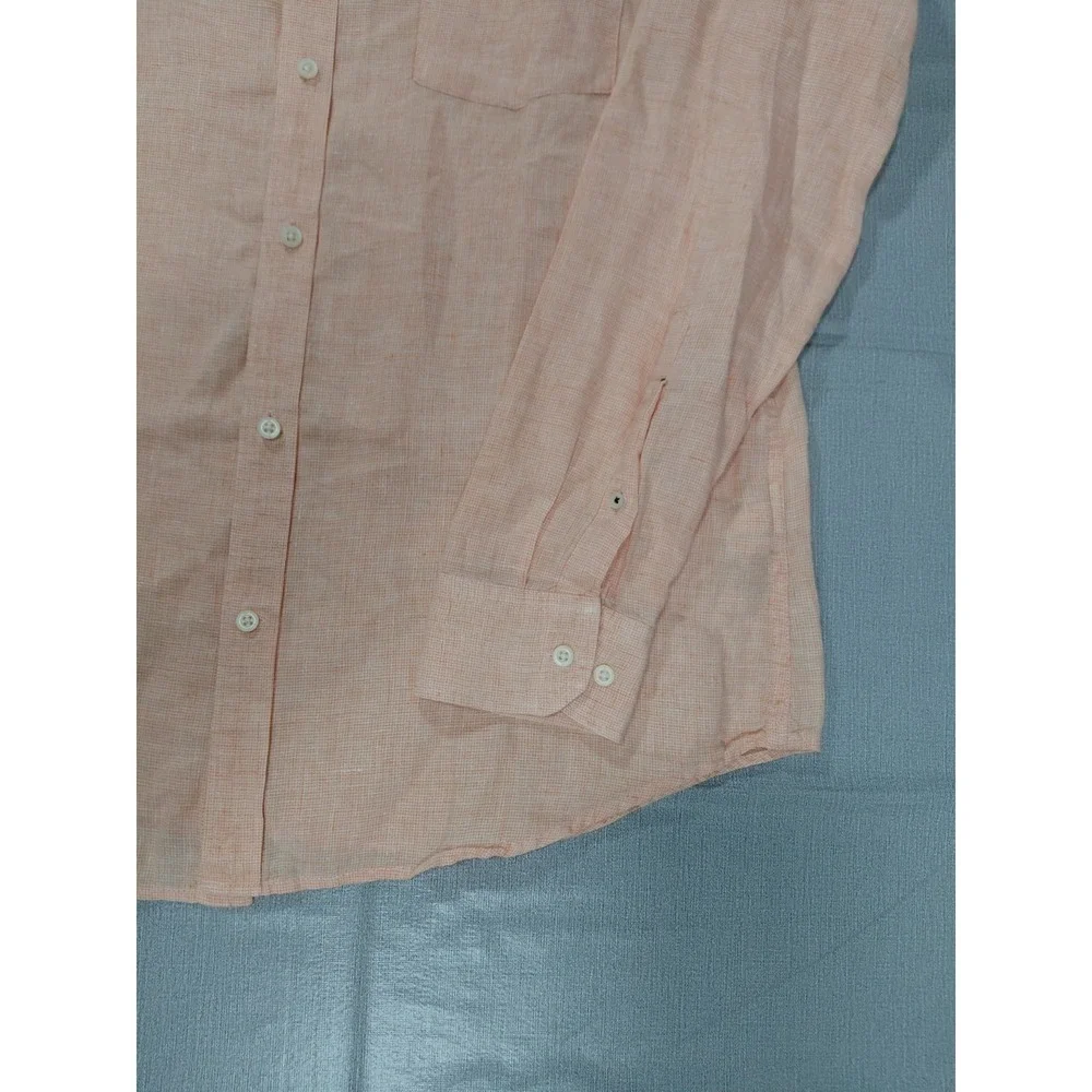 Banana‎ Republic Camden Fit Linen Button Down Shirt Men's LG Long Sleeve Orange